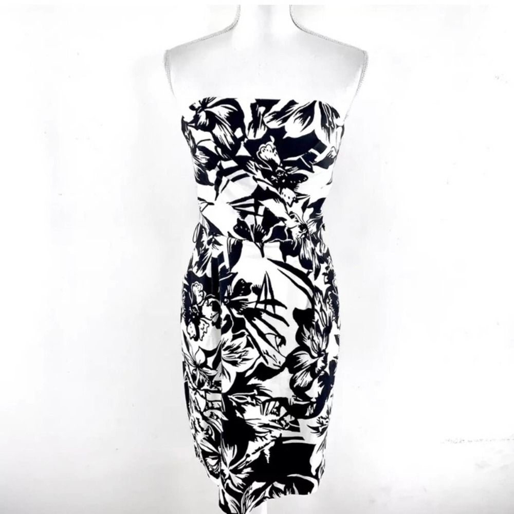 White House black market floral strapless dress 6